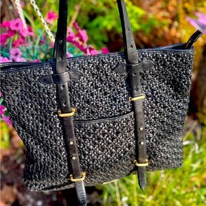 Rebecca Minkoff Leather Woven Tote Bag EUC